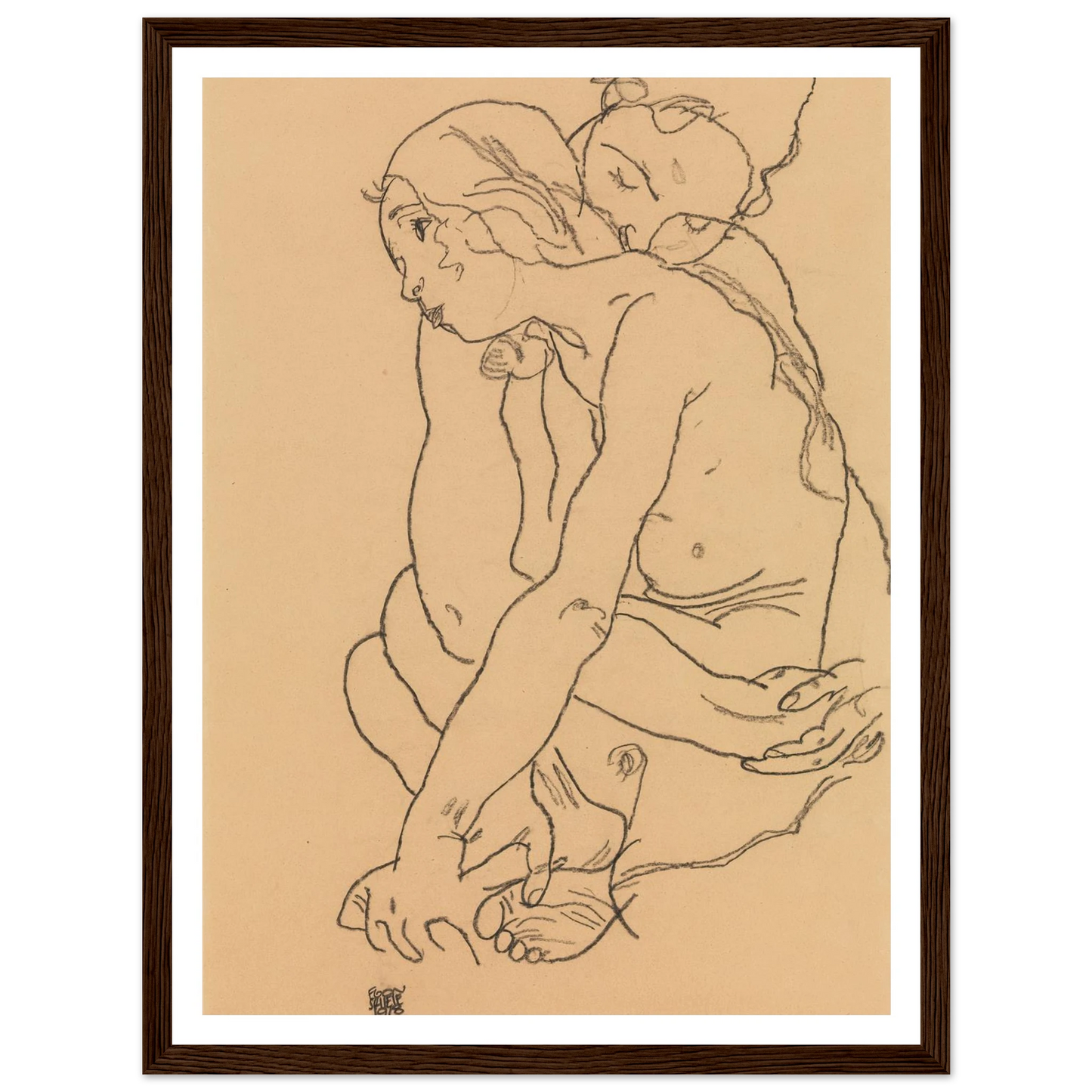 Woman and Girl Embracing (1918) Art Print | Egon Schiele-Quipham Collections