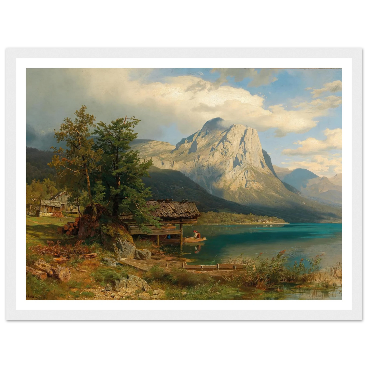 A View of Lake Grundlsee with Backenstein Art Print | August Wilhelm Leu-Quipham Collections