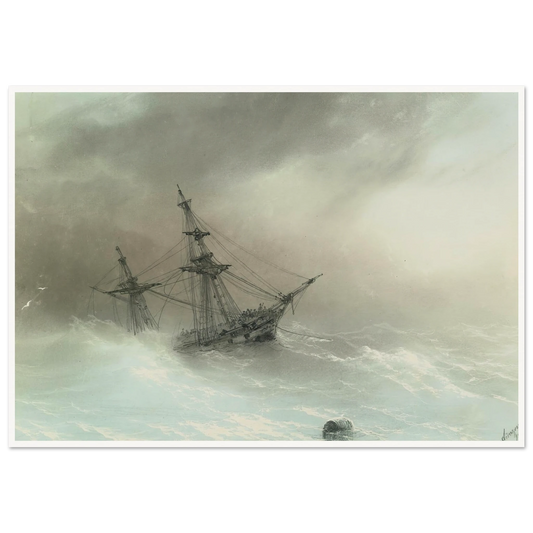Ship In A Stormy Sea (1888) Art Print | Ivan Konstantinovich Aivazovsky-Quipham Collections