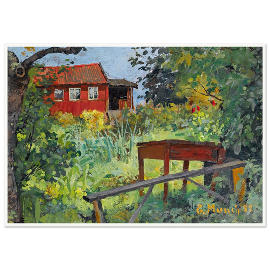 Garden With Red House (1882) Art Print | Edvard Munch-Quipham Collections