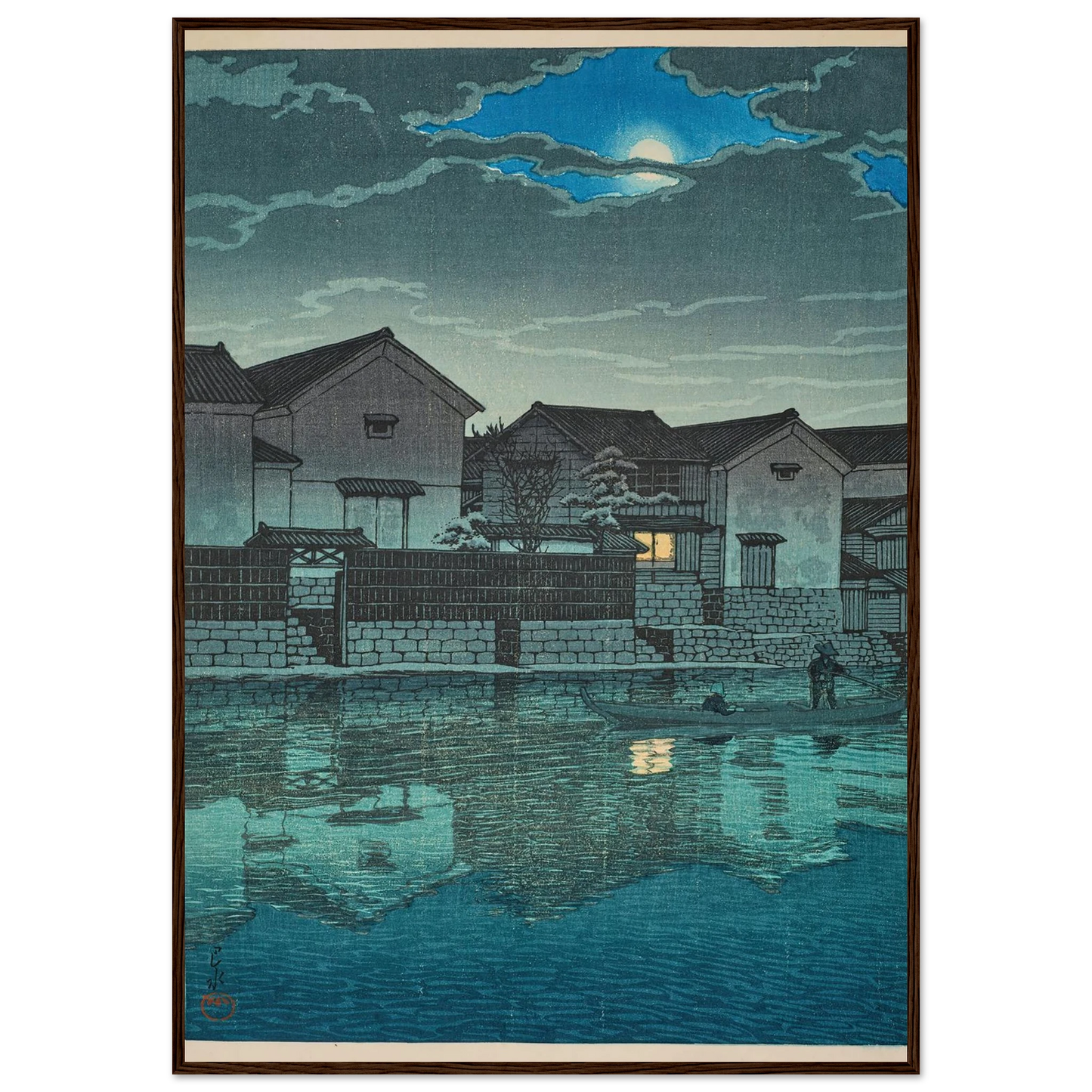 Izumo Matsue, oborozuki (Hazy moon at Matsue in Izumo) (1924) Art Print | Kawase Hasui-Quipham Collections