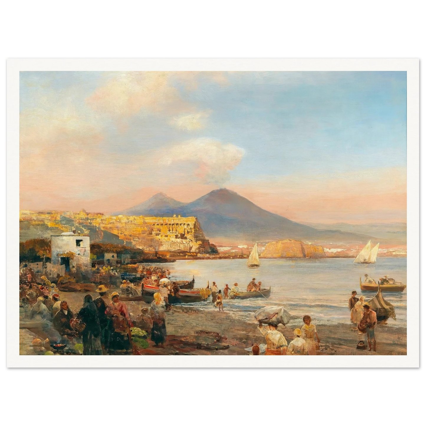 Sunset In The Bay Of Naples Art Print | Oswald Achenbach-Quipham Collections