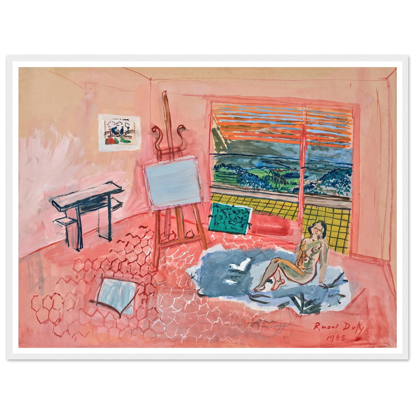 Nu dans l’atelier rouge de Vence (1945) Art Print | Raoul Dufy-Quipham Collections