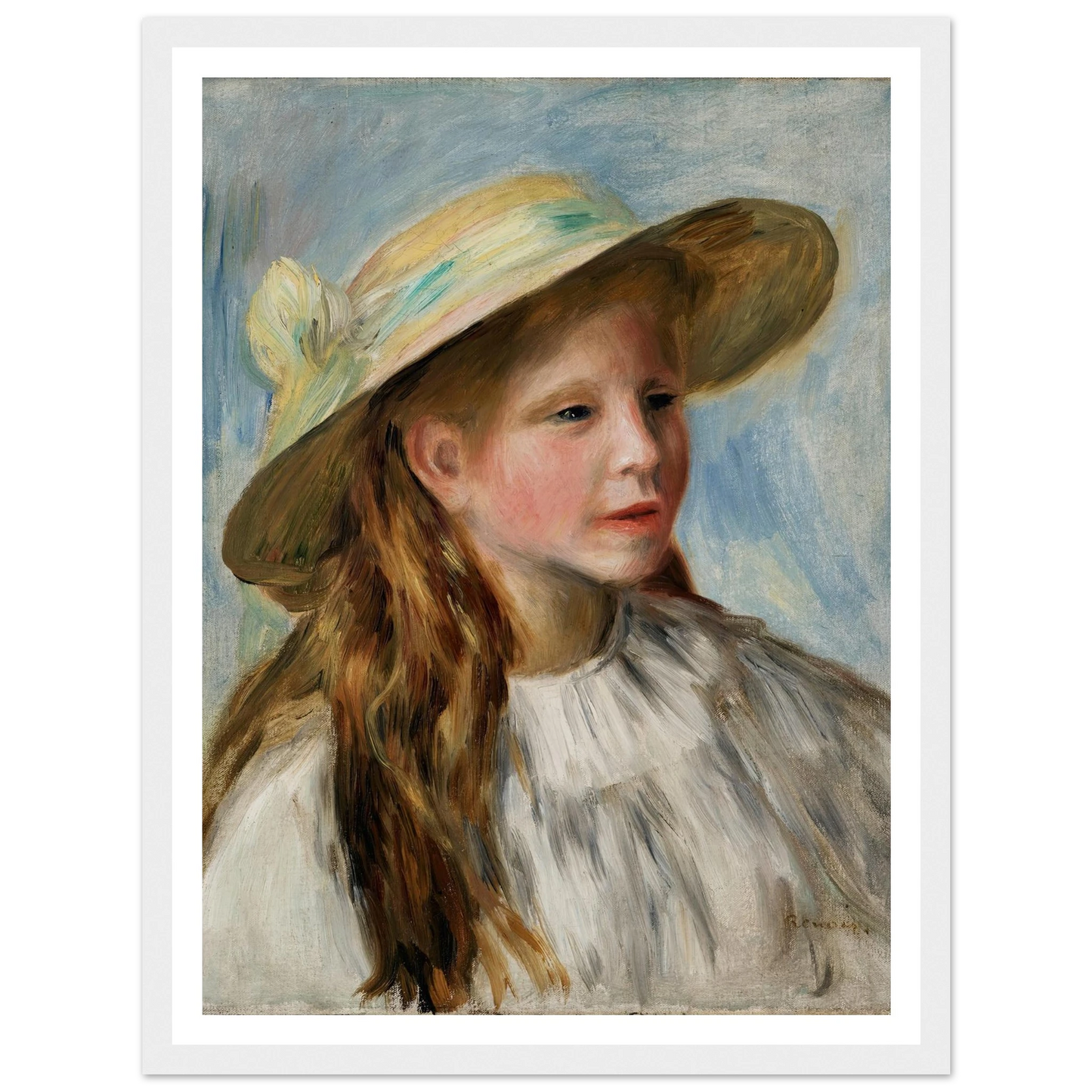 Little Girl With A Hat (Jeune Fille Au Chapeau) (1894) Art Print | Pierre Auguste Renoir-Quipham Collections