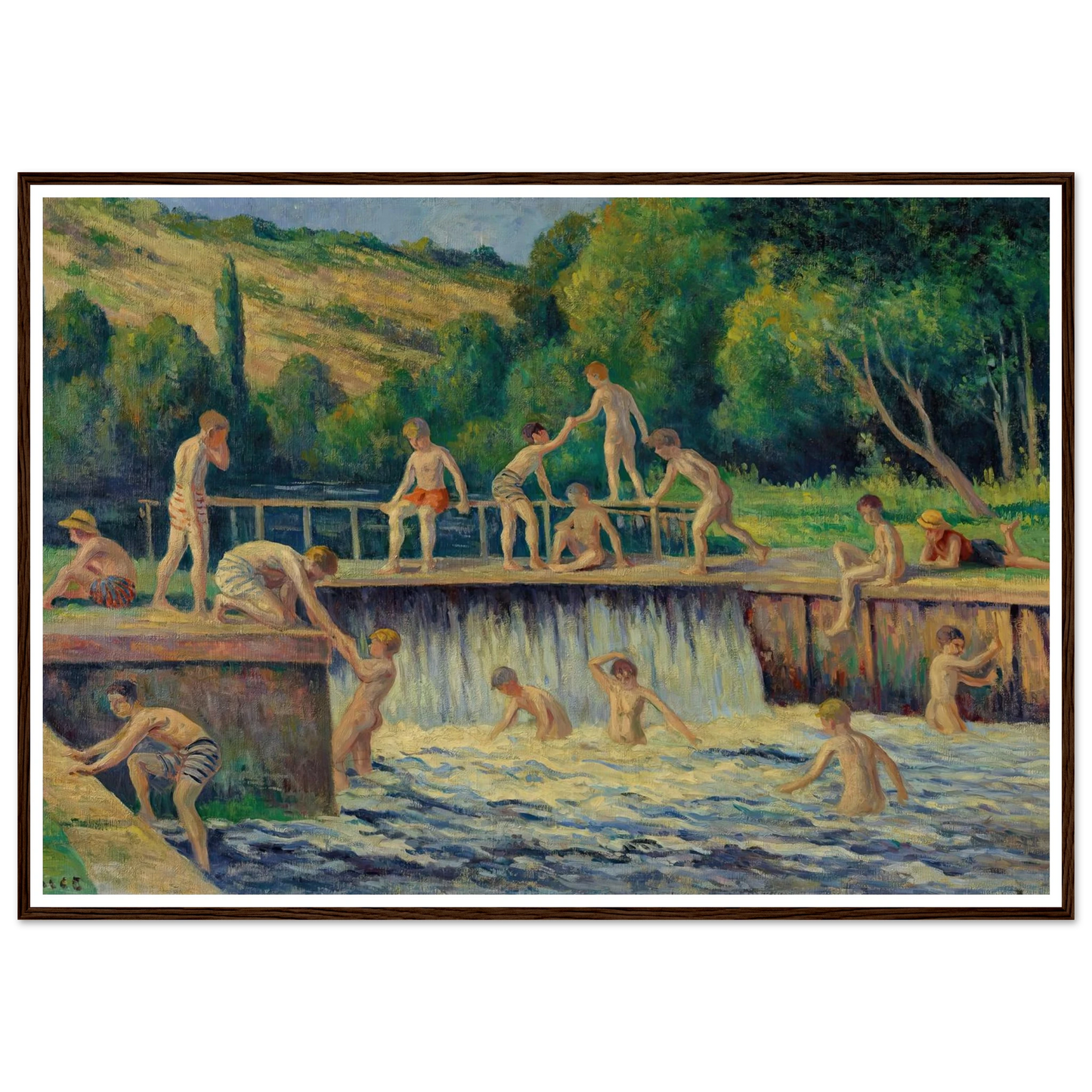 La baignade à Bessy-sur-Cure (circa 1908) Art Print | Maximilien Luce-Quipham Collections