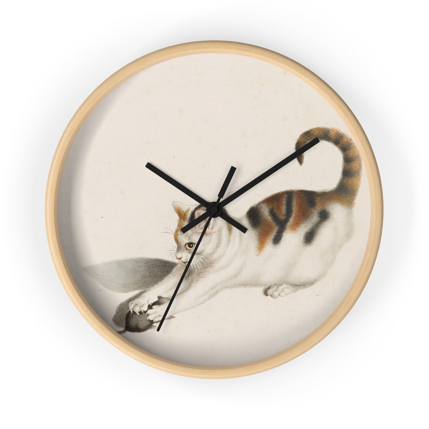 Katze, eine Maus ergreifend Wall Clock | Gottfried Mind-Quipham Collections