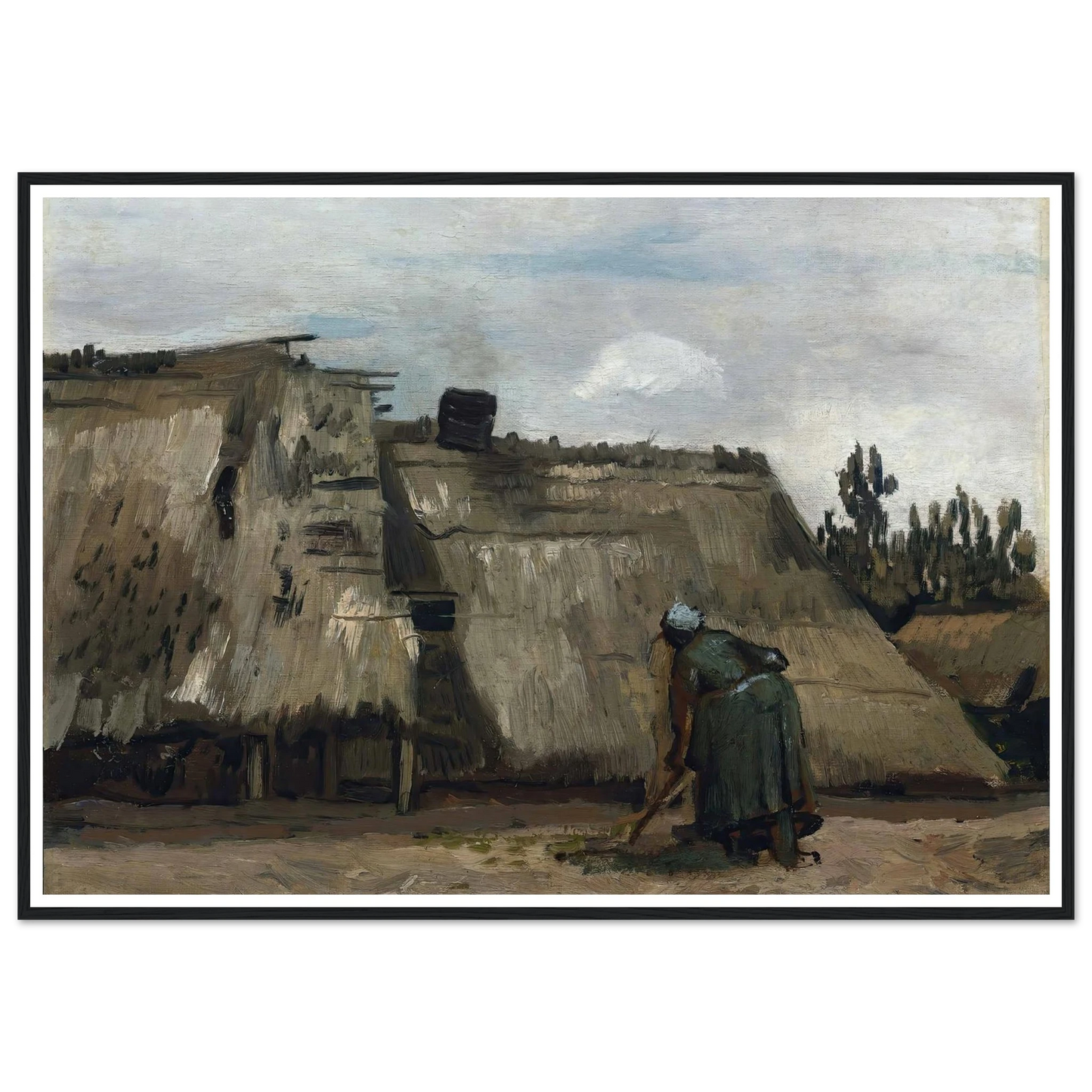 A Peasant Woman Digging in Front of Her Cottage (c. 1885) Art Print | Vincent van Gogh-Quipham Collections