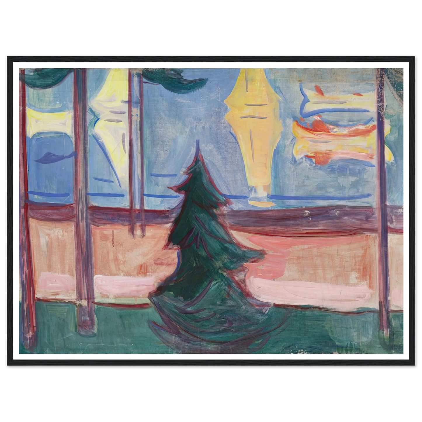 Beach Landscape with Trees and Boats (1905–1906) Art Print | Edvard Munch-Quipham Collections