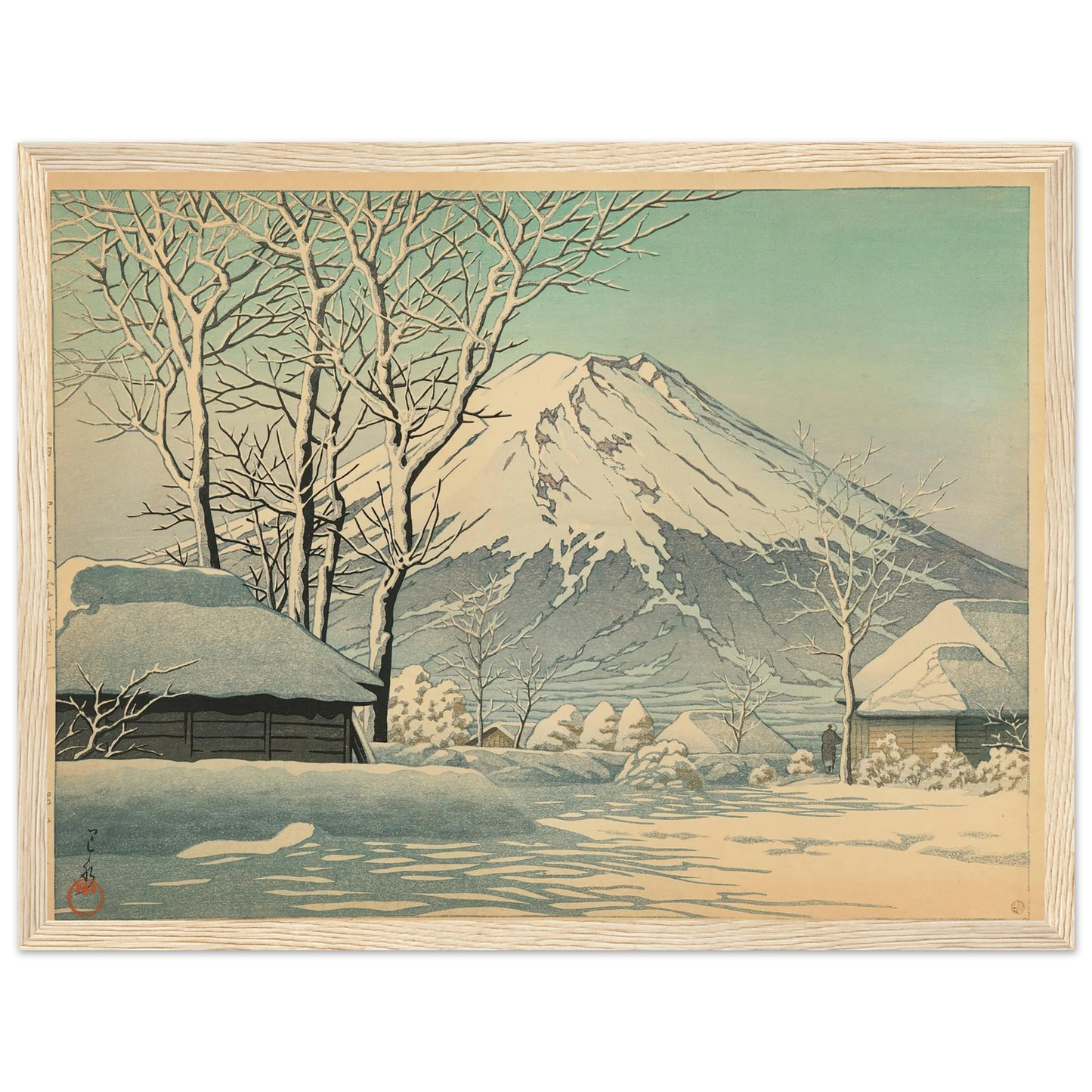 Fuji no yukibare, Oshino fukin (Mt. Fuji, clearing after a snowfall in Oshiono) (1952) Art Print | Kawase Hasui-Quipham Collections