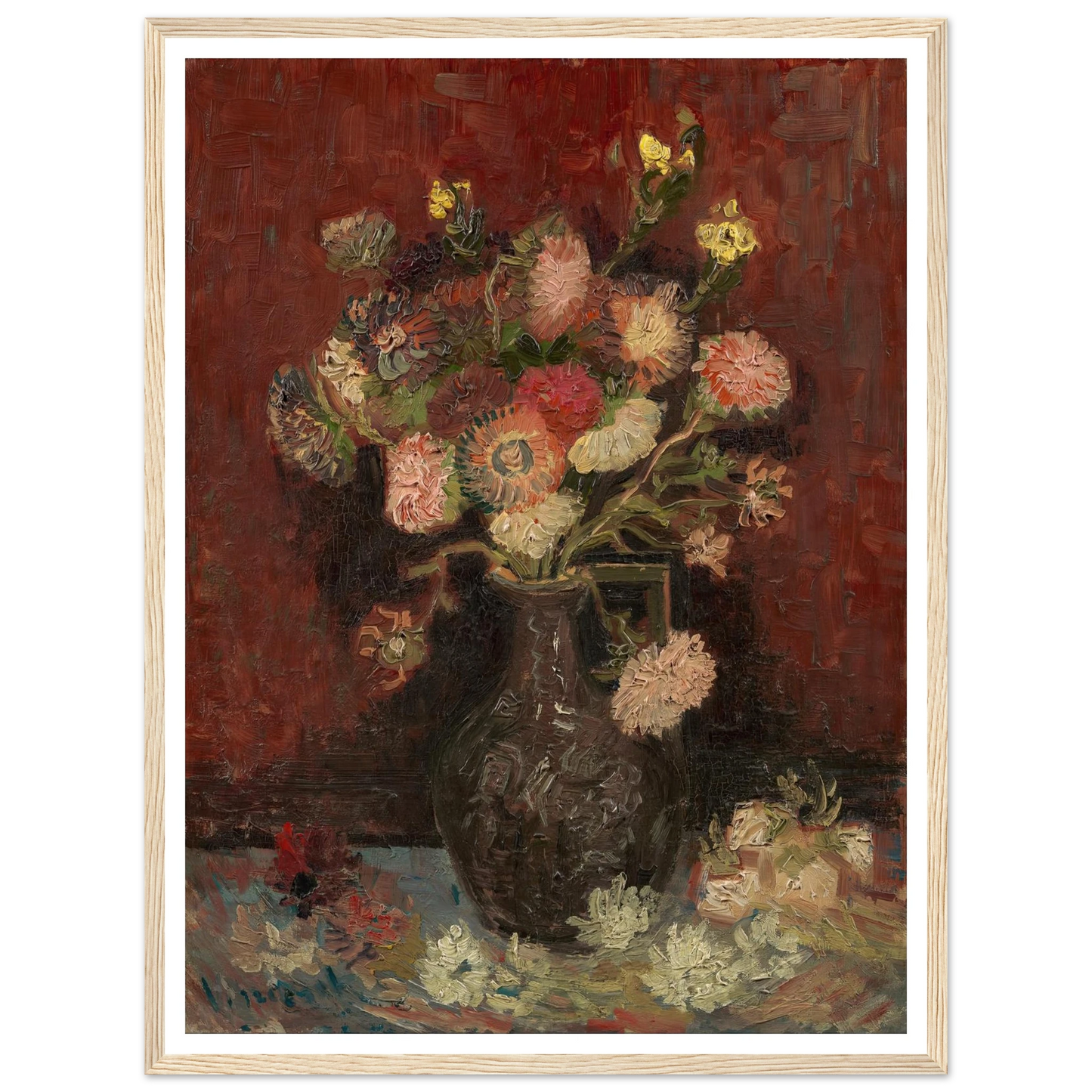 Vase with Chinese asters and gladioli (1886) Art Print | Vincent van Gogh-Quipham Collections