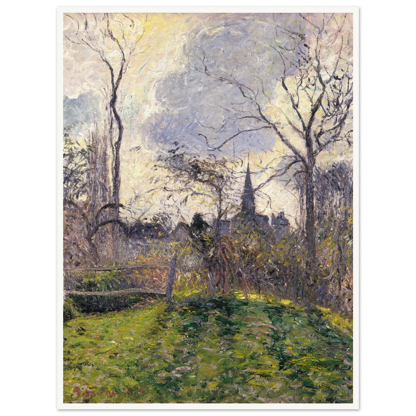 The Bell Tower of Bazincourt (1885) Art Print | Camille Pissarro-Quipham Collections