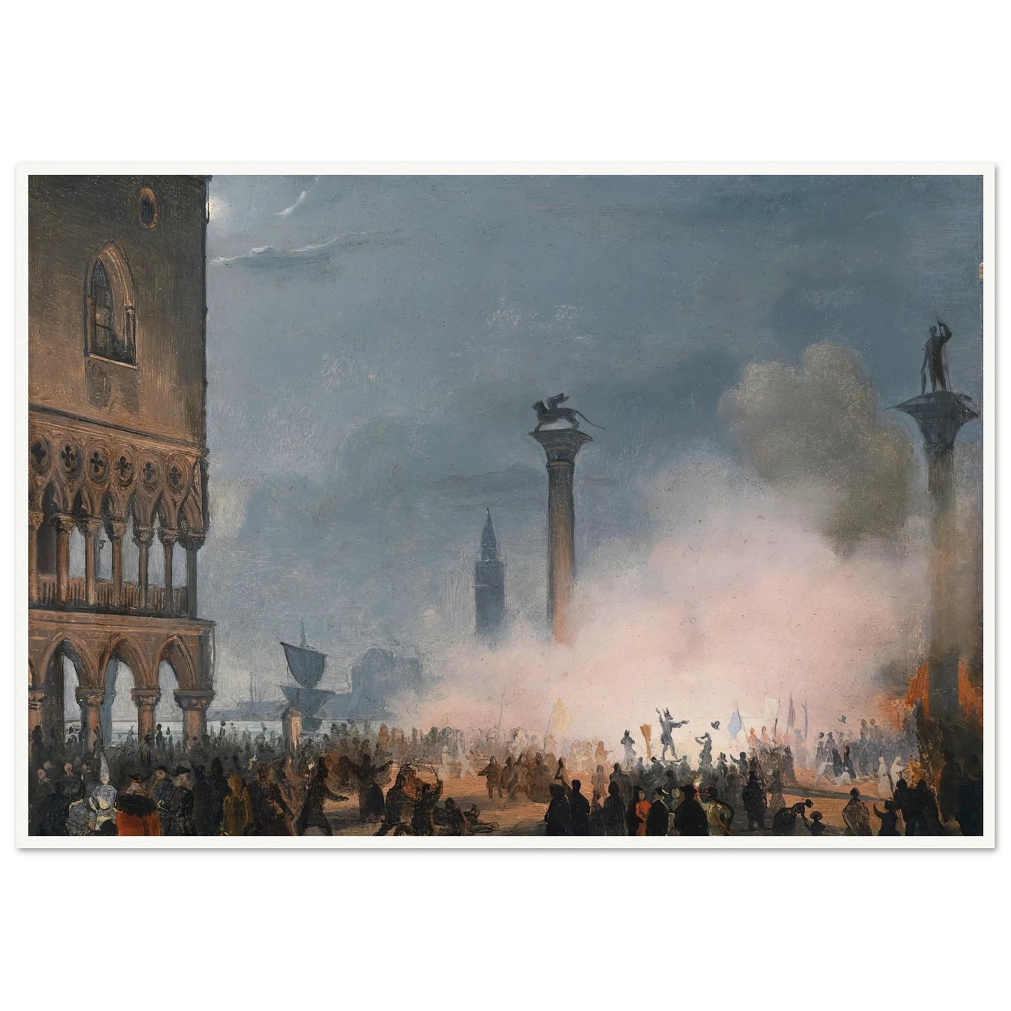 Venedi Piazzetta bei Nacht Art Print | Ippolito Caffi-Quipham Collections