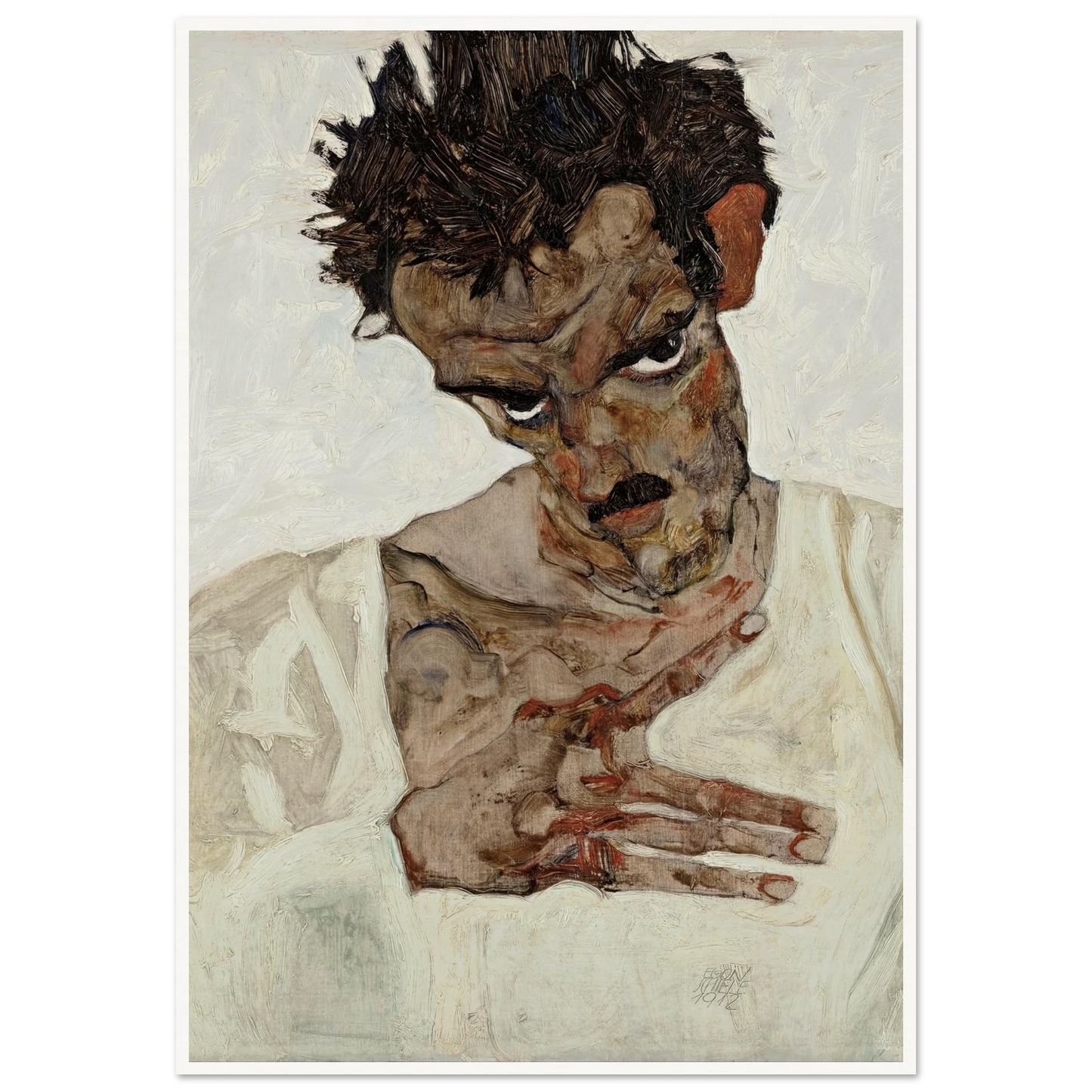 Self-Portrait With Lowered Head (1912) Art Print | Egon Schiele-Quipham Collections