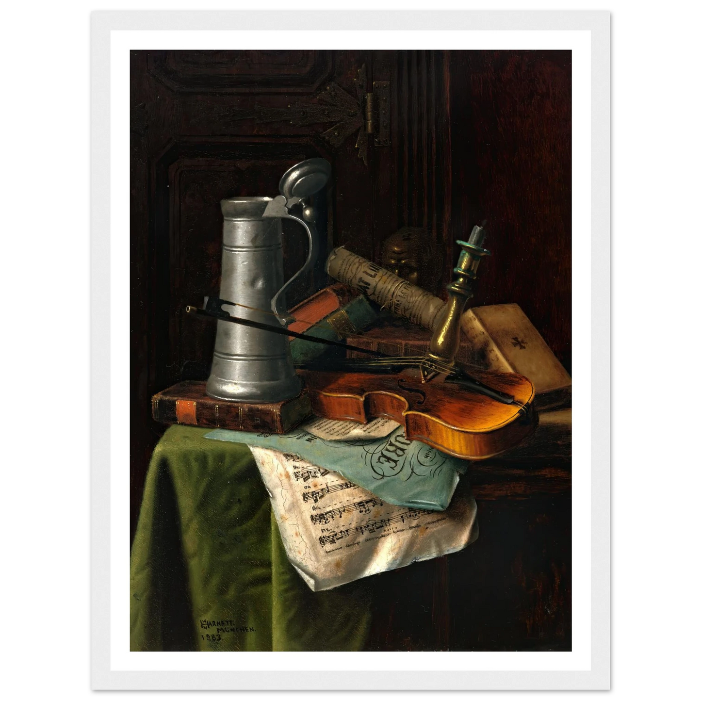 Still Life with Violin (1883) Art Print | William Michael Harnett-Quipham Collections
