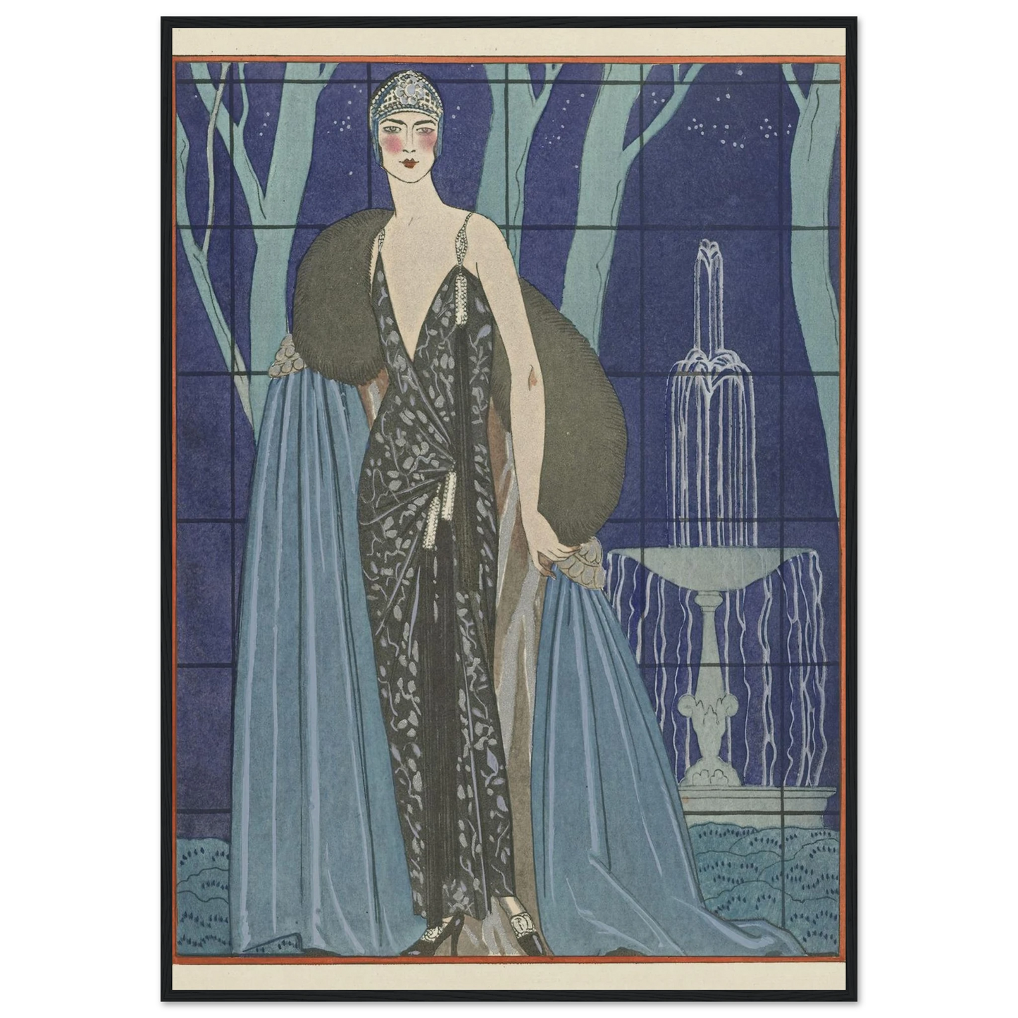 Alcyone ; Robe et manteau du soir, de Worth (1923) Art Print | George Barbier-Quipham Collections