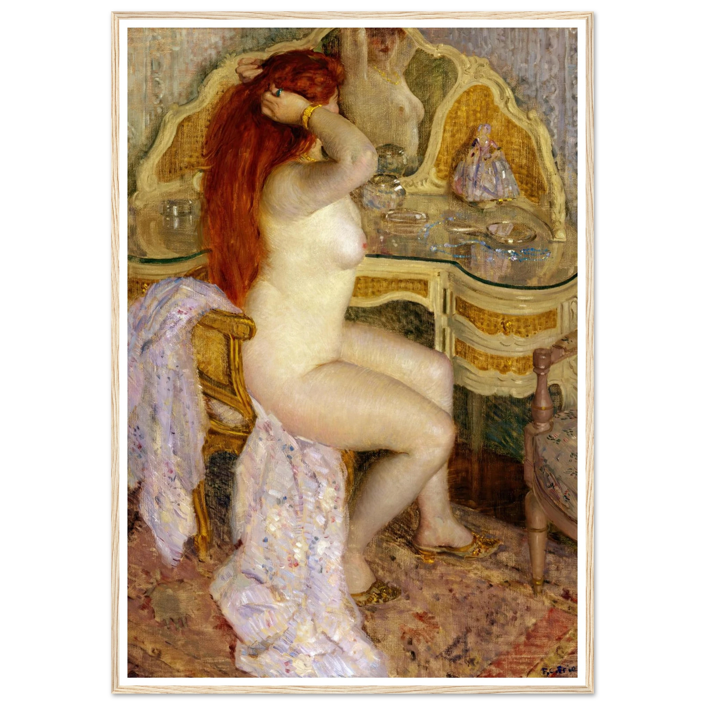 Nude Seated at Her Dressing Table (1909) Art Print | Frederick Carl Frieseke-Quipham Collections