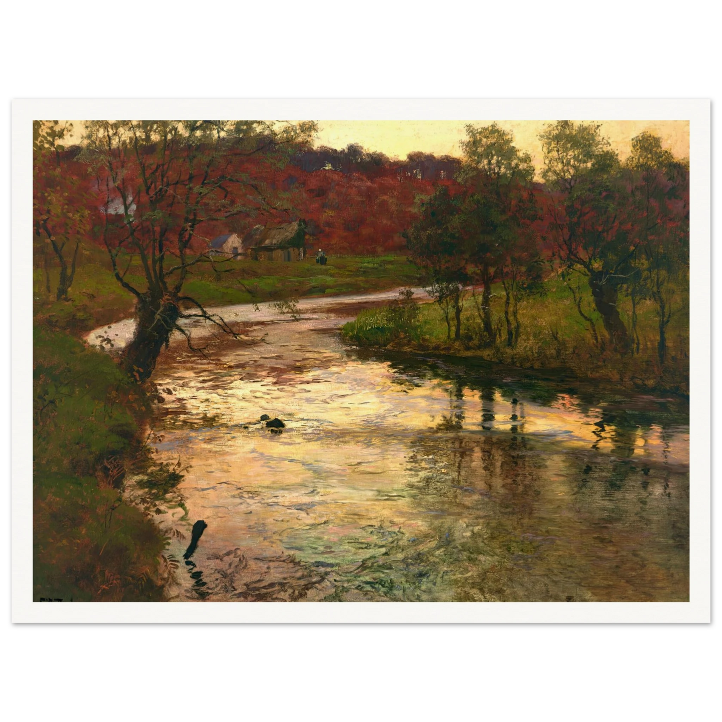 Sunset over L’Elle river, near Quimperlé, France (1901) Art Print | Frits Thaulow-Quipham Collections