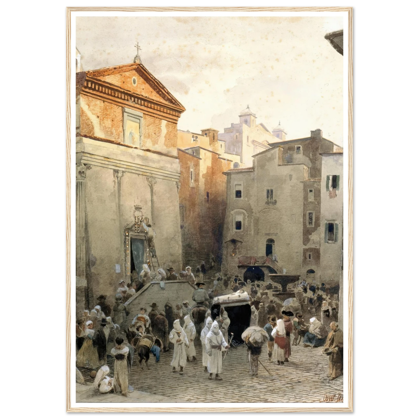 Funeral in Palestrina (circa 1857) Art Print | Oswald Achenbach-Quipham Collections