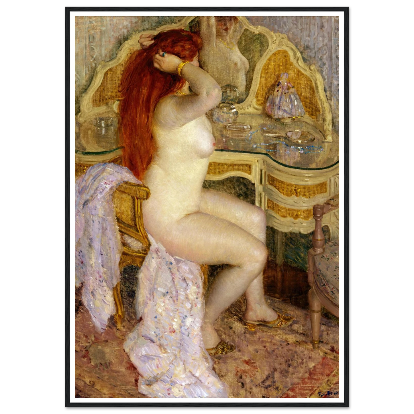 Nude Seated at Her Dressing Table (1909) Art Print | Frederick Carl Frieseke-Quipham Collections