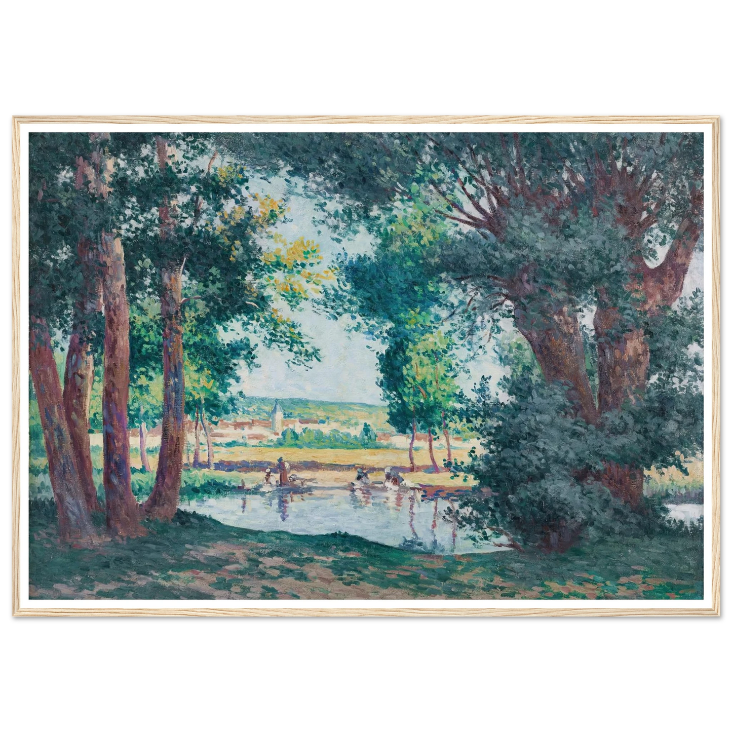 Bessy-sur-Cure, les lavandieres au bord de l’eau (1906) Art Print | Maximilien Luce-Quipham Collections