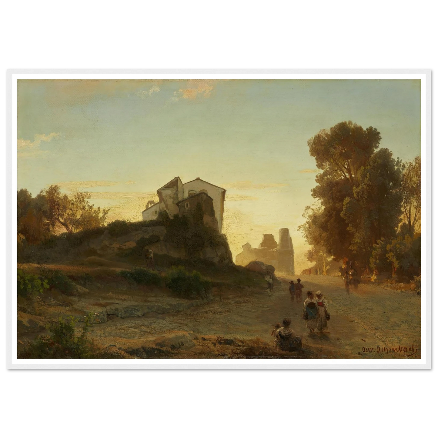 Römische Straße im Abendlicht Art Print | Oswald Achenbach-Quipham Collections