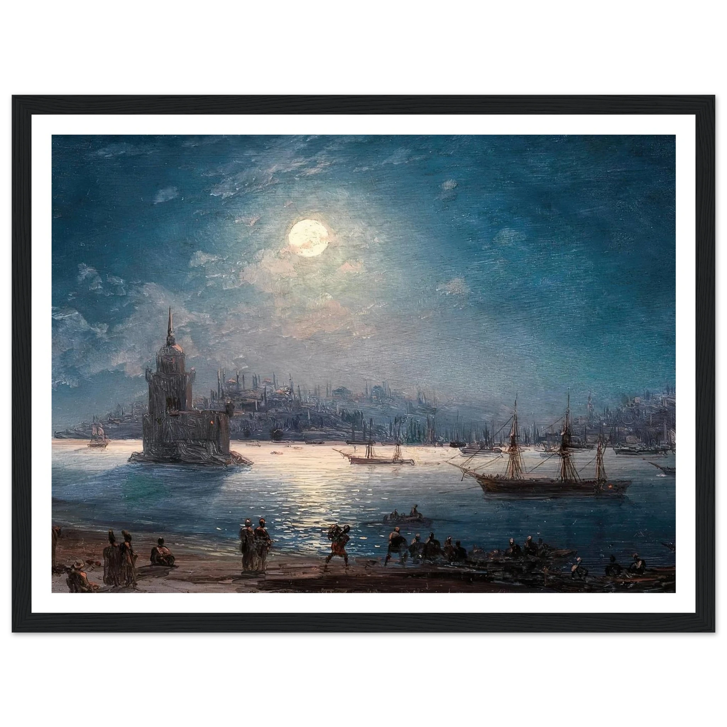 A View of the Bosporus with the Hagia Sophia and the Maiden’s Tower in the Moonlight (1884) Art Print | Ivan Konstantinovich Aivazovsky-Quipham Collections