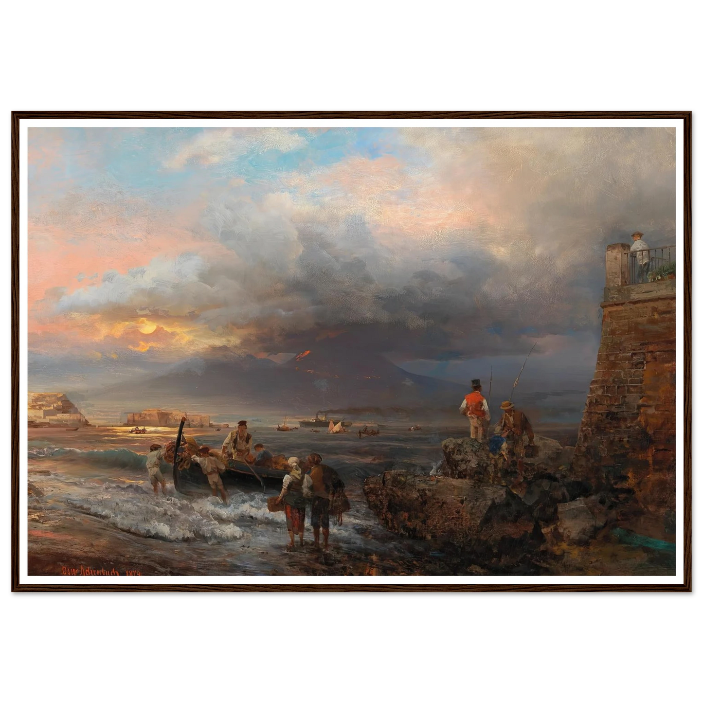 The Bay of Naples with Vesuvius in the background Art Print | Oswald Achenbach-Quipham Collections