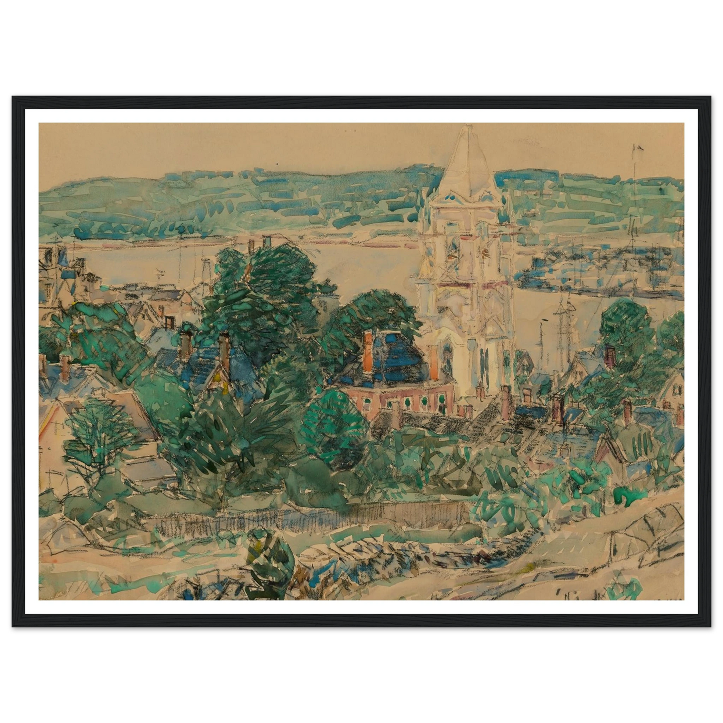 Shingling the First Baptist Church, Gloucester study (1919) Art Print | Childe Hassam-Quipham Collections