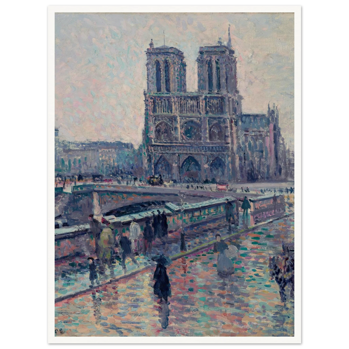 Bords de la Seine avec Notre-Dame sous la pluie (1900) Art Print | Maximilien Luce-Quipham Collections