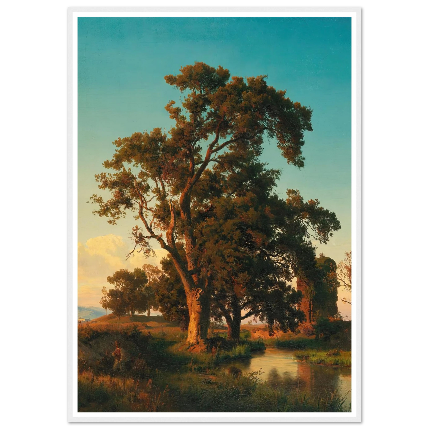 A majestic tree in the evening light Art Print | Oswald Achenbach-Quipham Collections