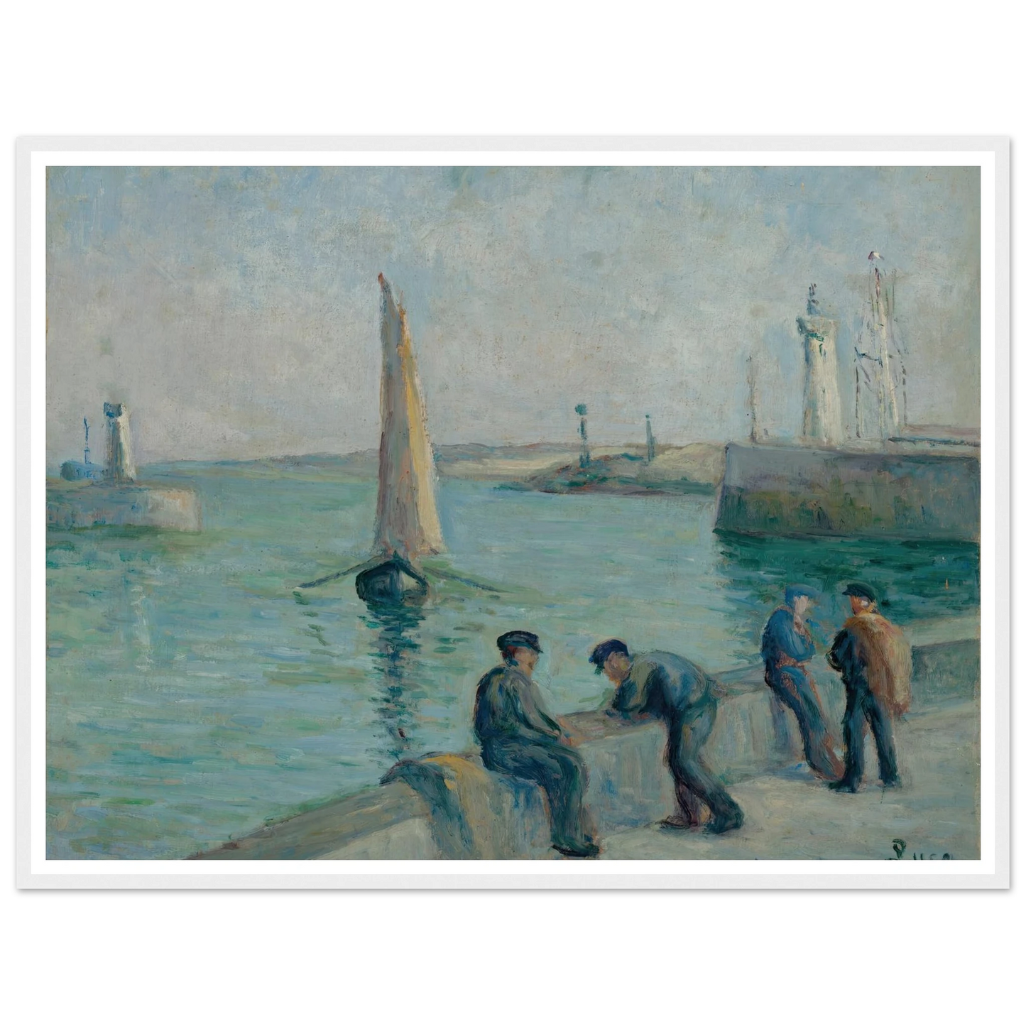 Honfleur, Pêcheurs sur le Port Art Print | Maximilien Luce-Quipham Collections