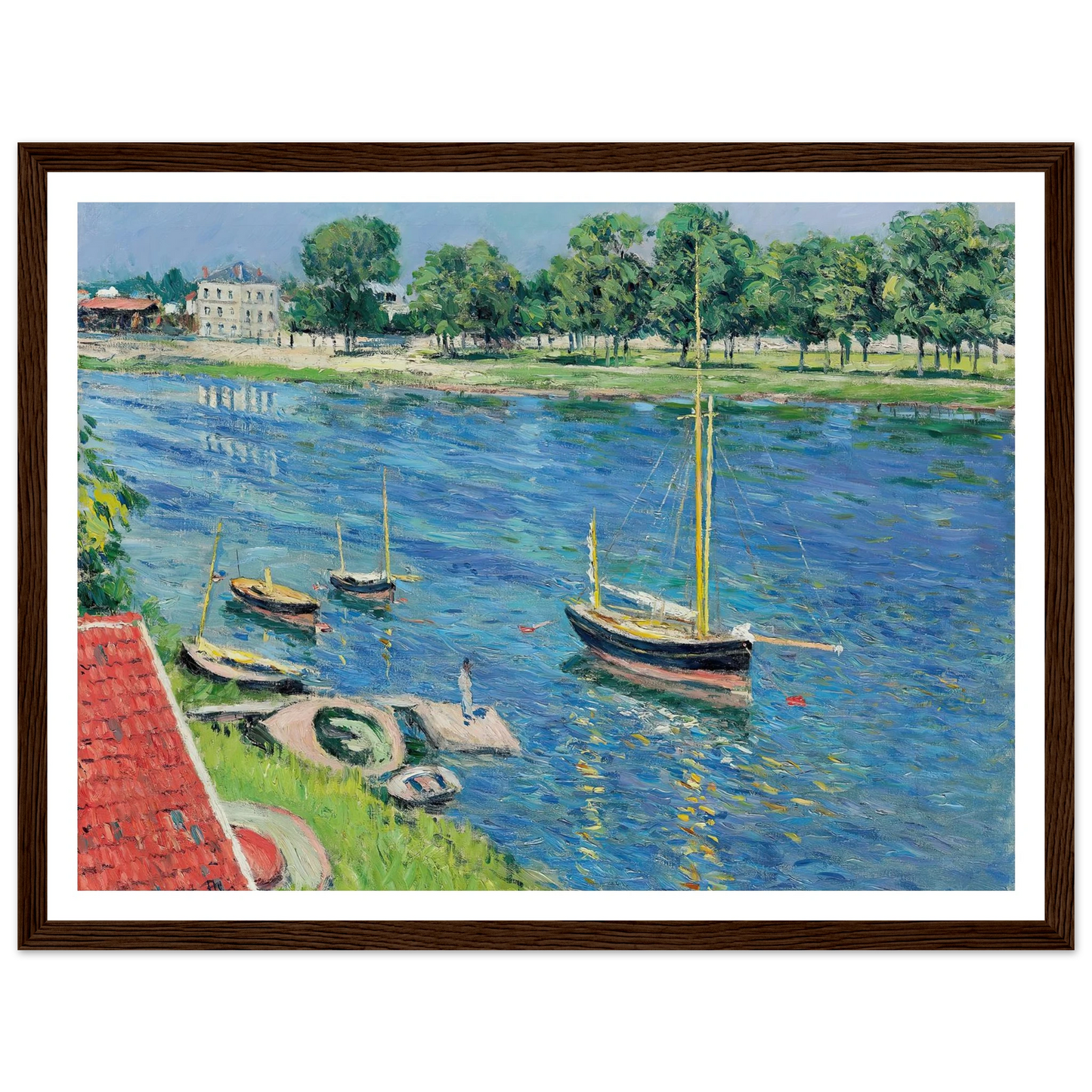La Seine à Argenteuil, bateaux au mouillage (1883) Art Print | Gustave Caillebotte-Quipham Collections