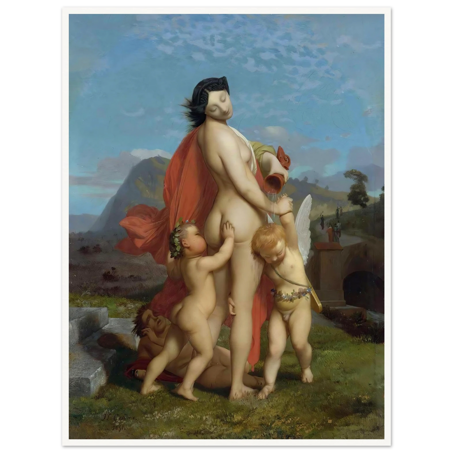 A Young Nymph Teased By Putti (1851) Art Print | Jean Leon Gerome-Quipham Collections