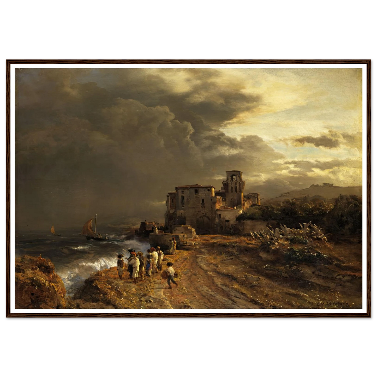 Abziehender Sturm an der italienischen Küste Art Print | Oswald Achenbach-Quipham Collections