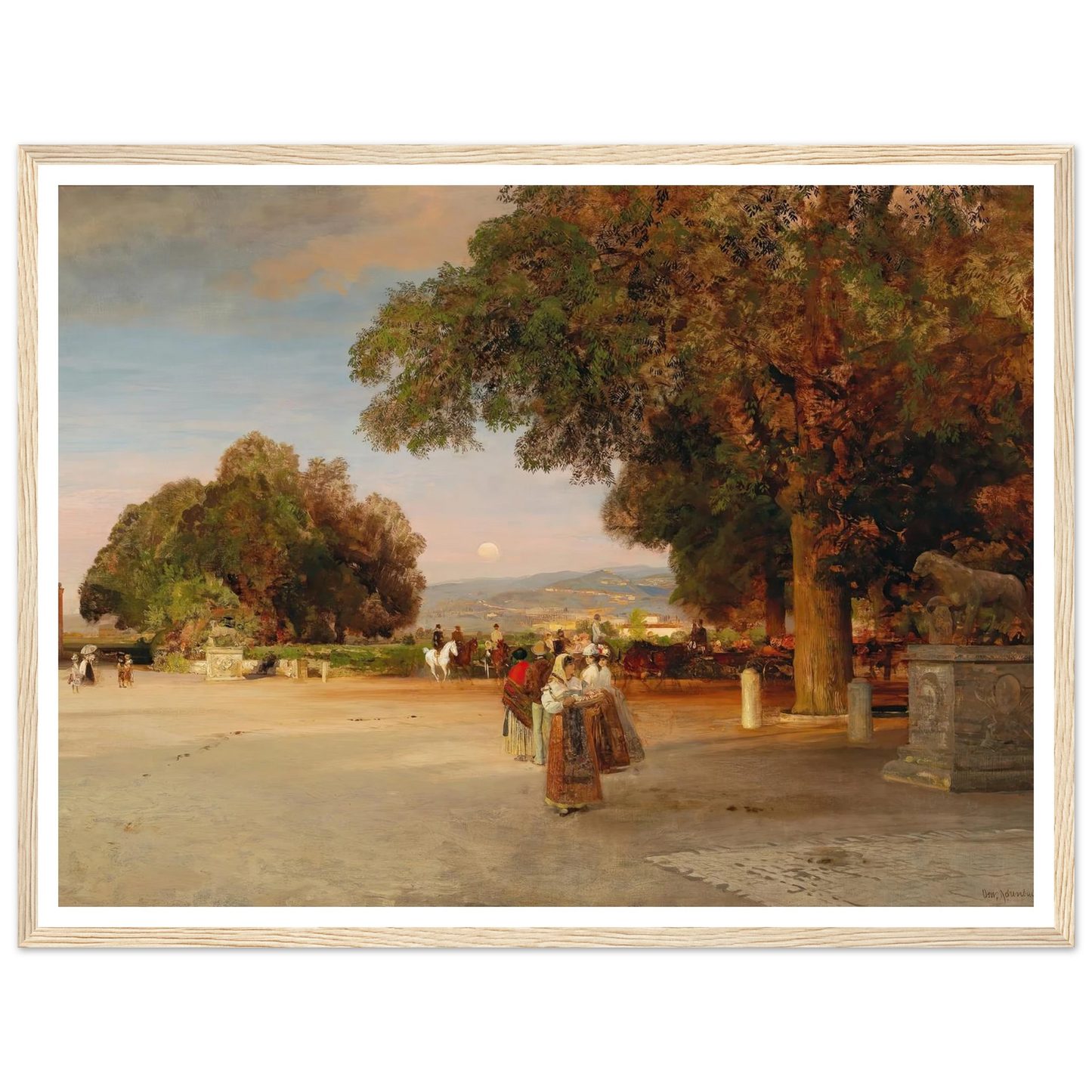 Scene at dusk on the terrace of Villa Grazioli in Grottaferrata Art Print | Oswald Achenbach-Quipham Collections