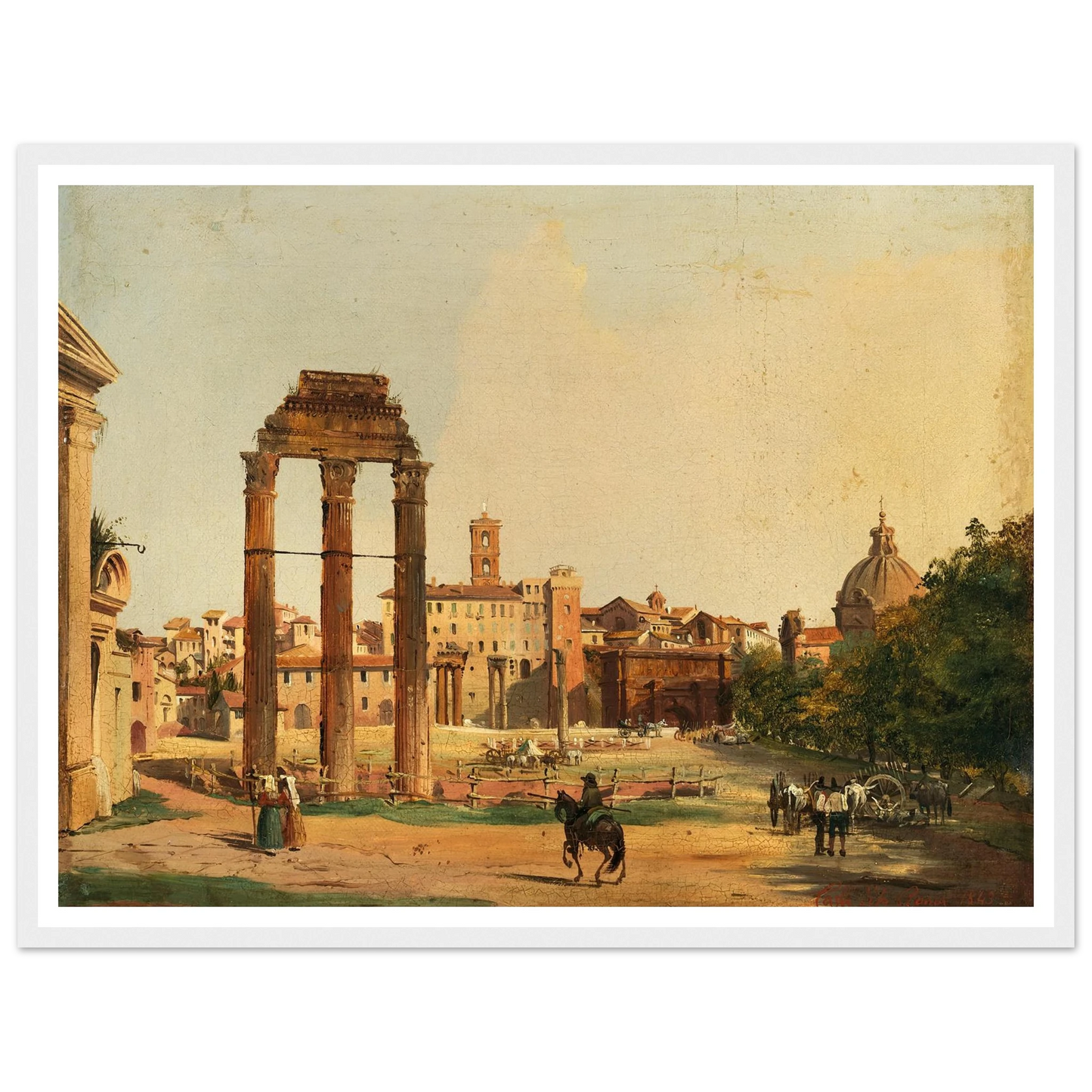 Rome, a View of the Roman Forum with the Temple of Castor and Pollux (1843) Art Print | Ippolito Caffi-Quipham Collections