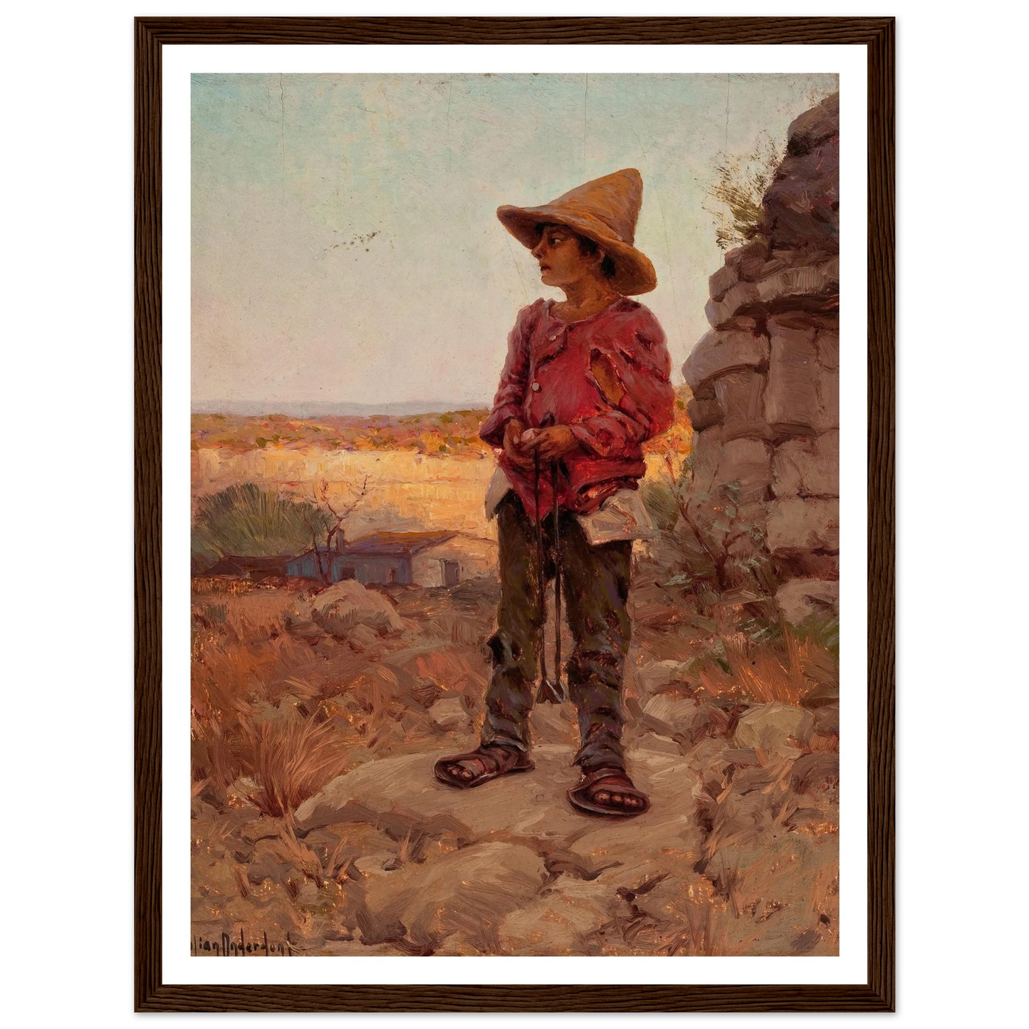 Goat Herder at the San Antonio Quarry (1909) Art Print | Julian Onderdonk-Quipham Collections