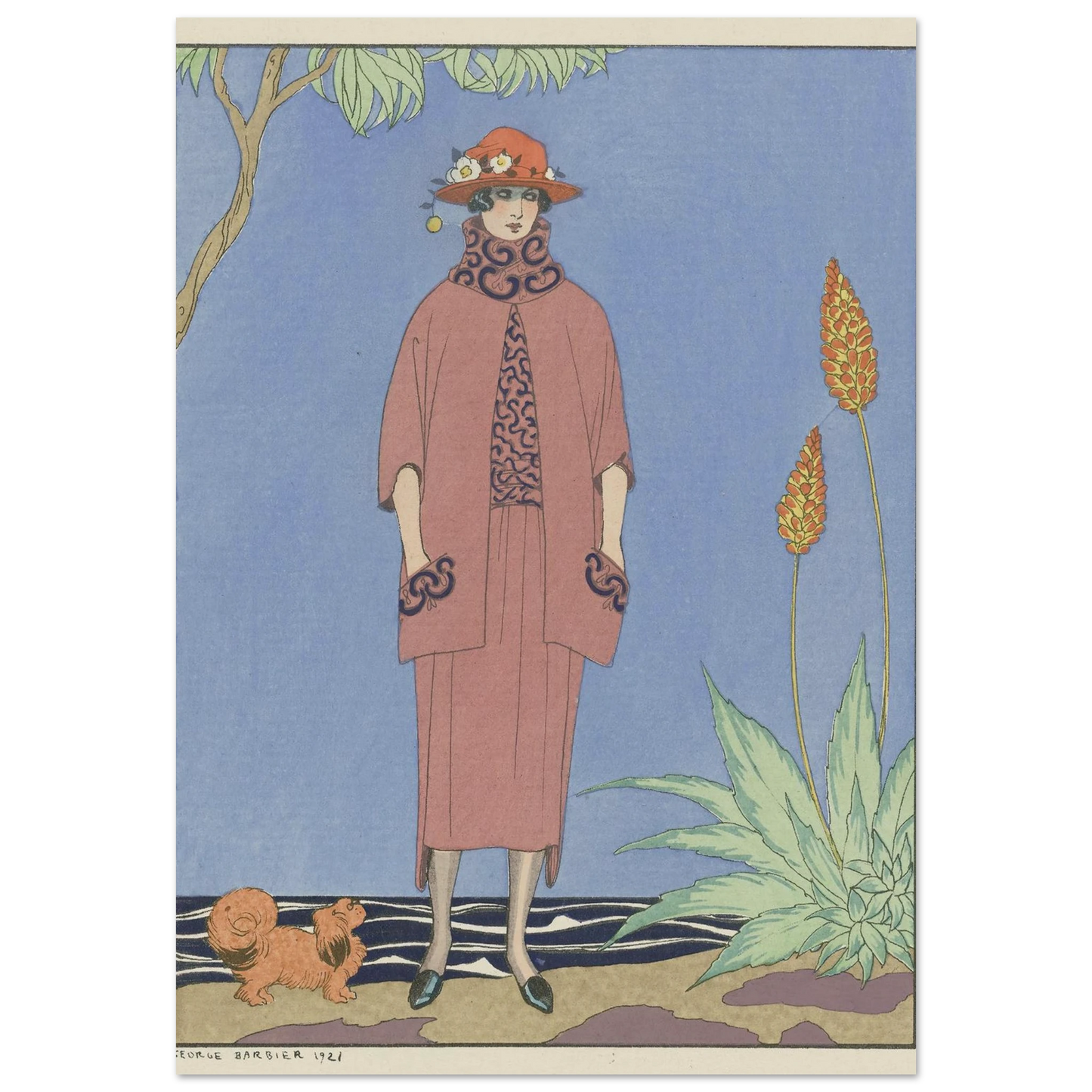A palm beach ; Tailleur, de Worth (1921) Art Print | George Barbier-Quipham Collections