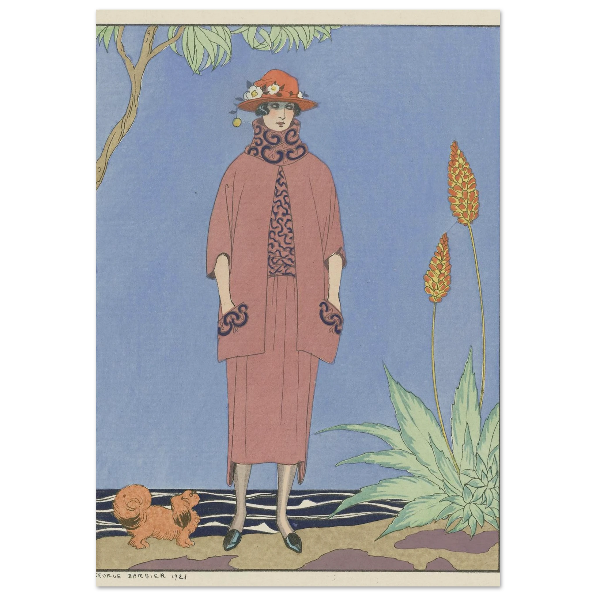 A palm beach ; Tailleur, de Worth (1921) Art Print | George Barbier-Quipham Collections