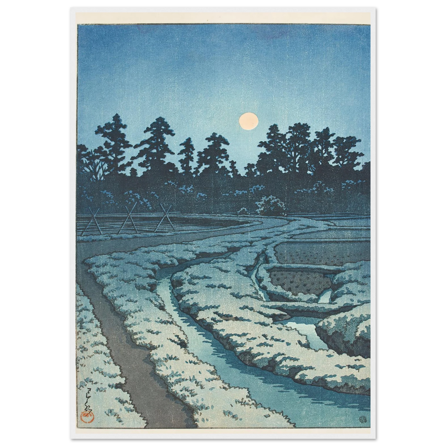 Ayashi no tsuki (Miyagi ken) (Moon at Ayashi, Miyagi Prefecture) (1946) Art Print | Kawase Hasui-Quipham Collections