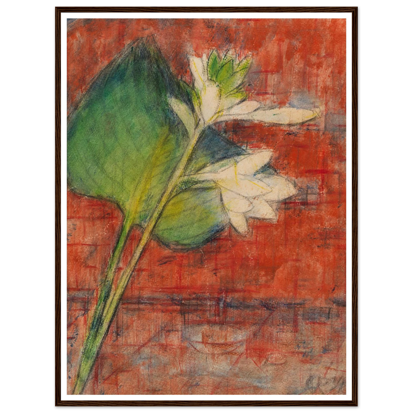 Herzblatttlilien auf rotem Grund (1934) Art Print | Christian Rohlfs-Quipham Collections