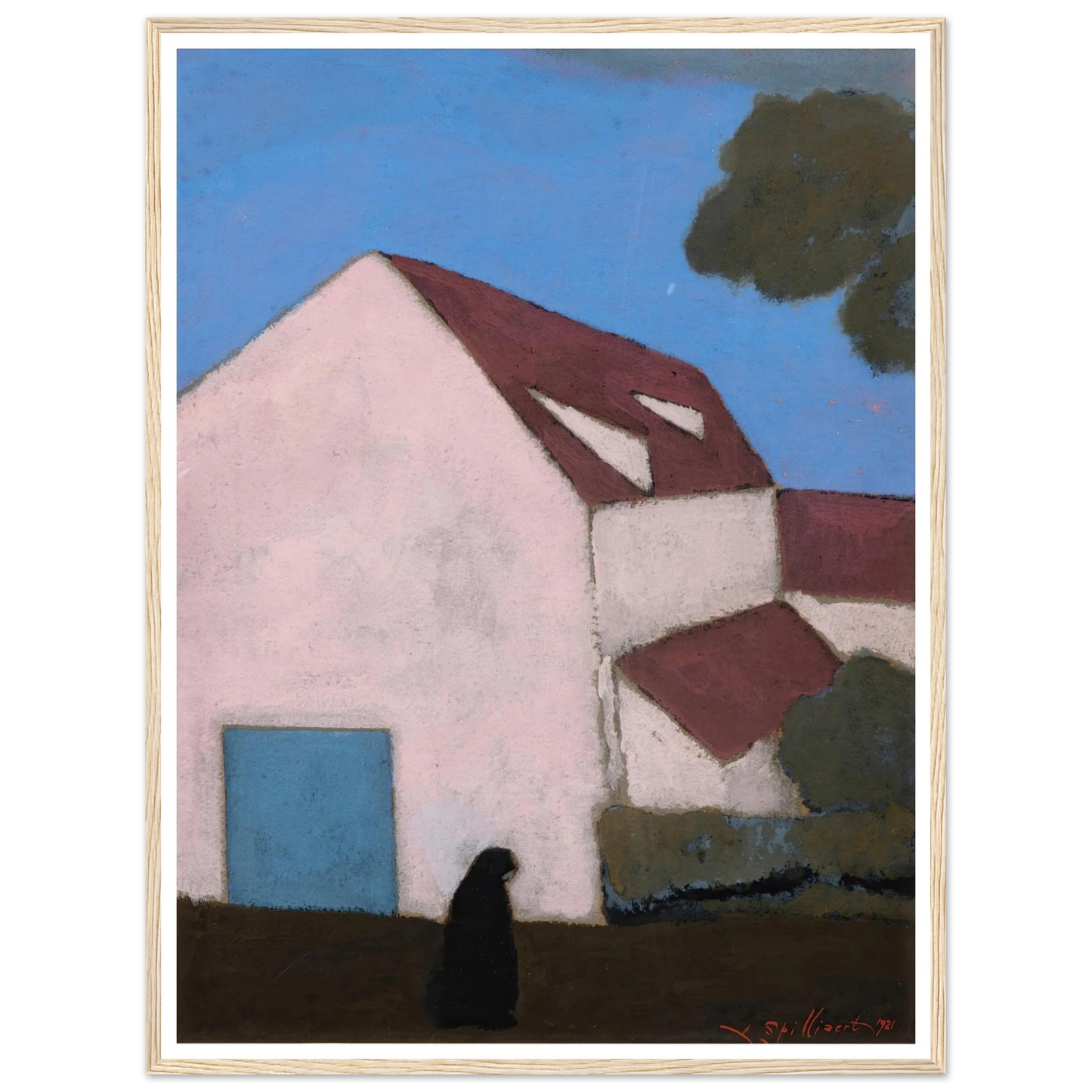 Ferme à la façade rose, silhouette de femme (1921) Art Print | Leon Spilliaert-Quipham Collections