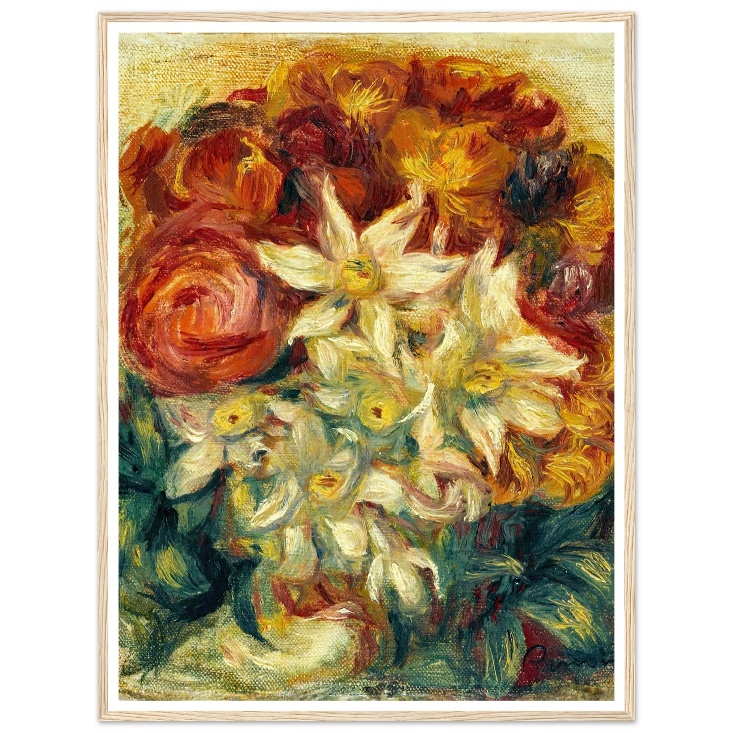 Bouquet de narcisses et de roses (1914) Art Print | Pierre Auguste Renoir-Quipham Collections
