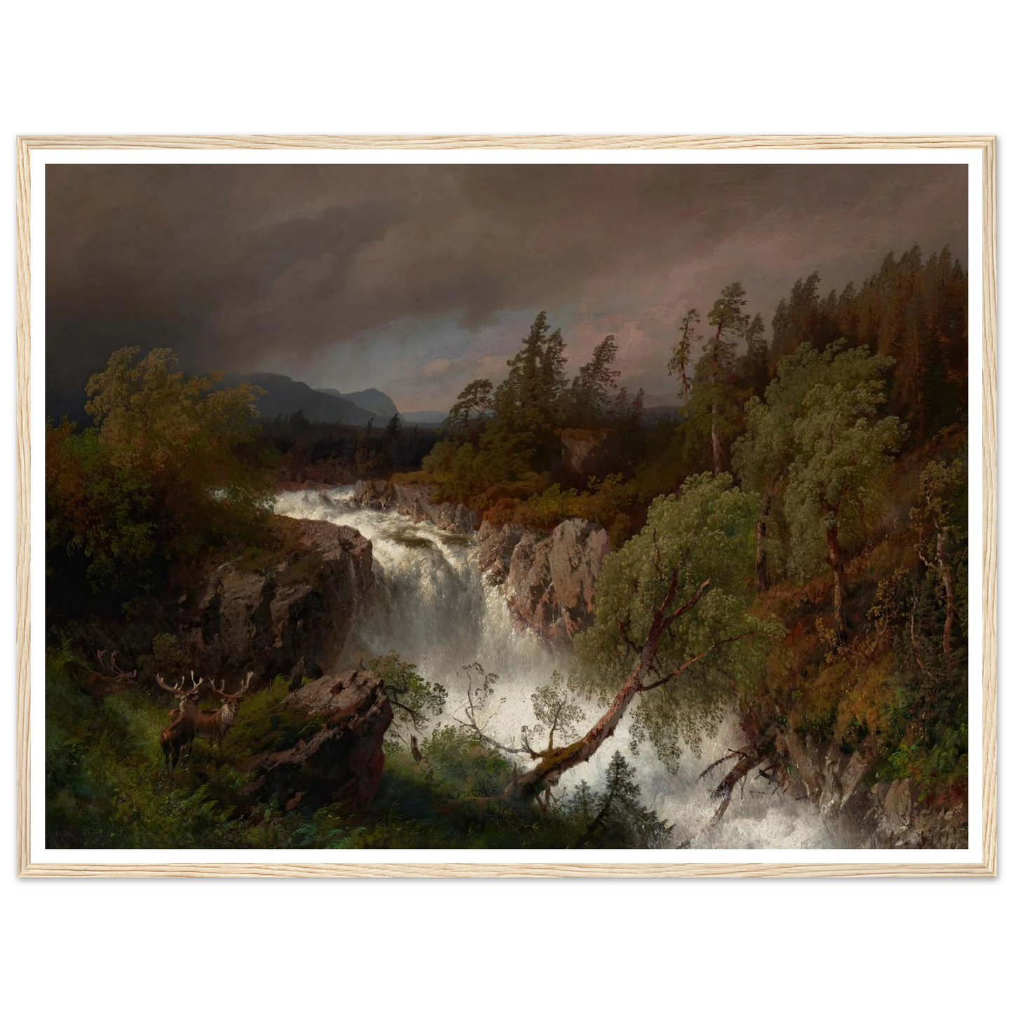Waterfall in Telemarken Norway (1879) Art Print | Hermann Ottomar Herzog-Quipham Collections