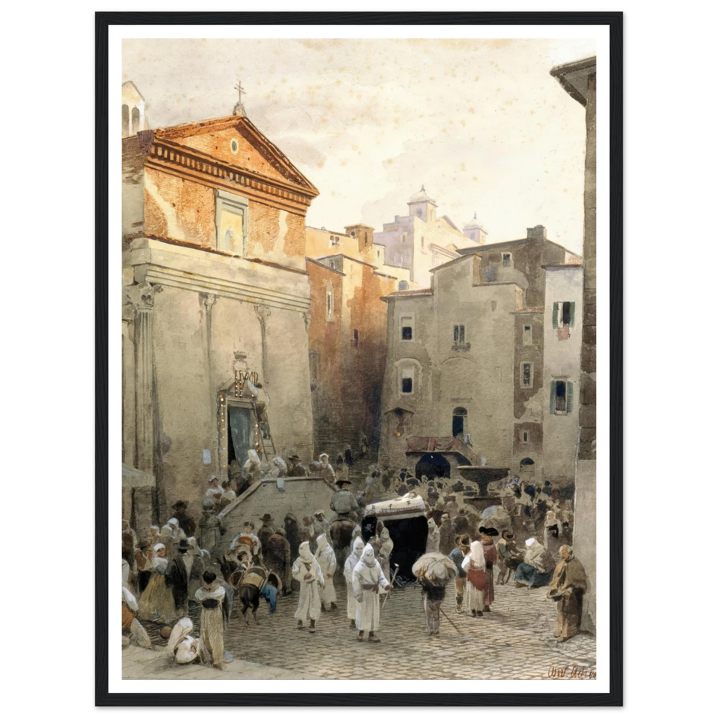 Funeral in Palestrina (circa 1857) Art Print | Oswald Achenbach-Quipham Collections