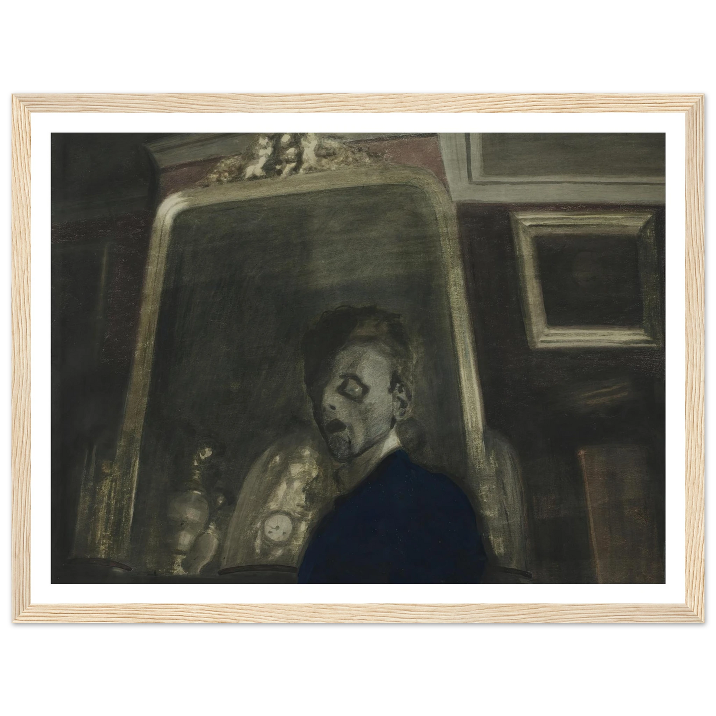 Zelfportret met spiegel (1908) Art Print | Leon Spilliaert-Quipham Collections