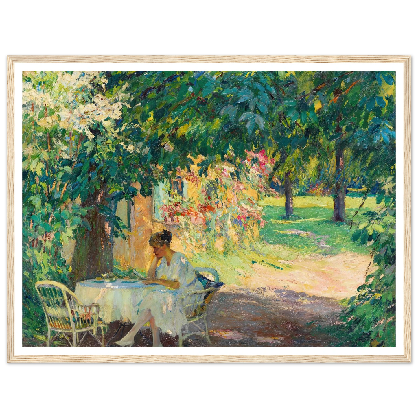 Summer in the garden of the artist’s villa on Lake Starnberg (1920) Art Print | Edward Cucue-Quipham Collections