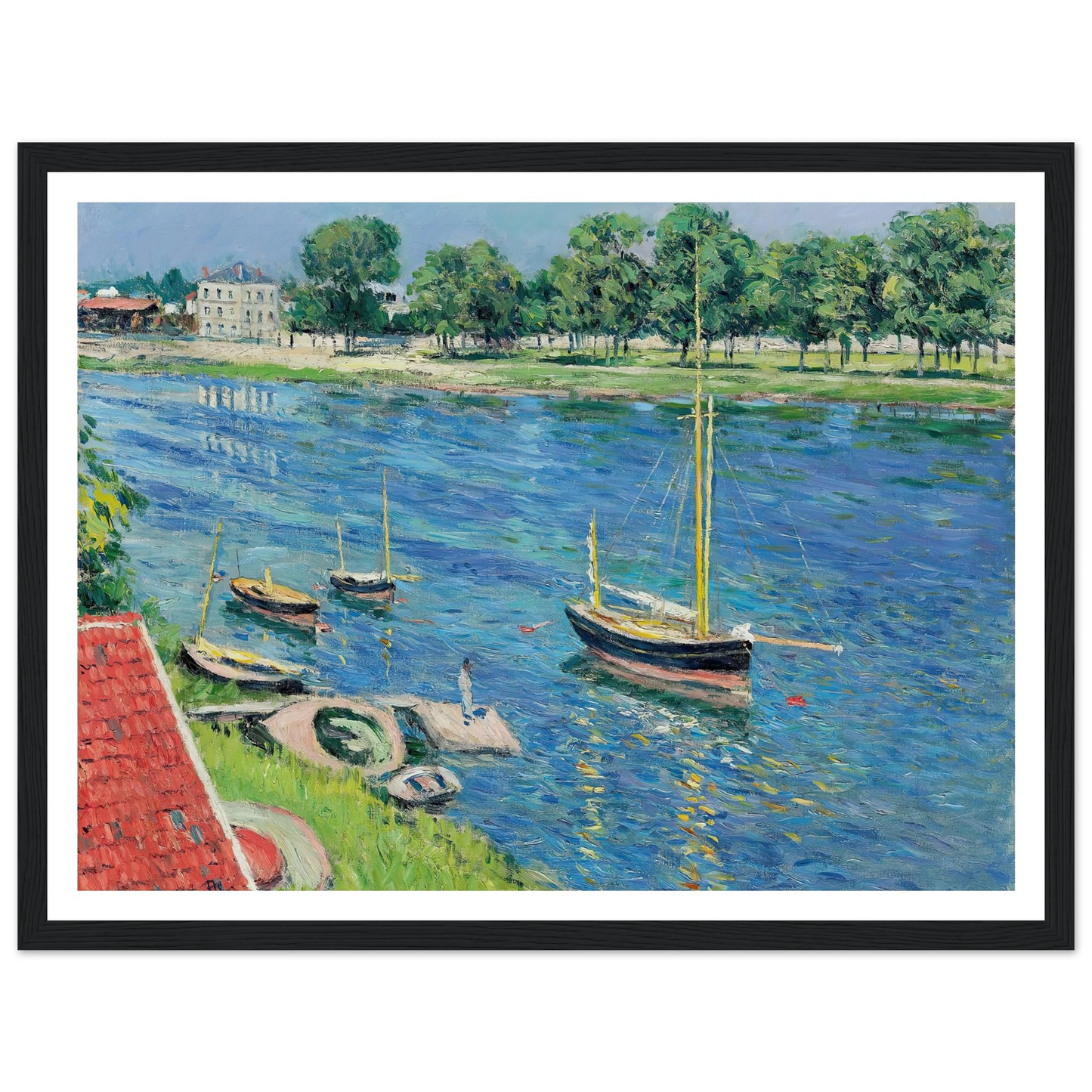 La Seine à Argenteuil, bateaux au mouillage (1883) Art Print | Gustave Caillebotte-Quipham Collections