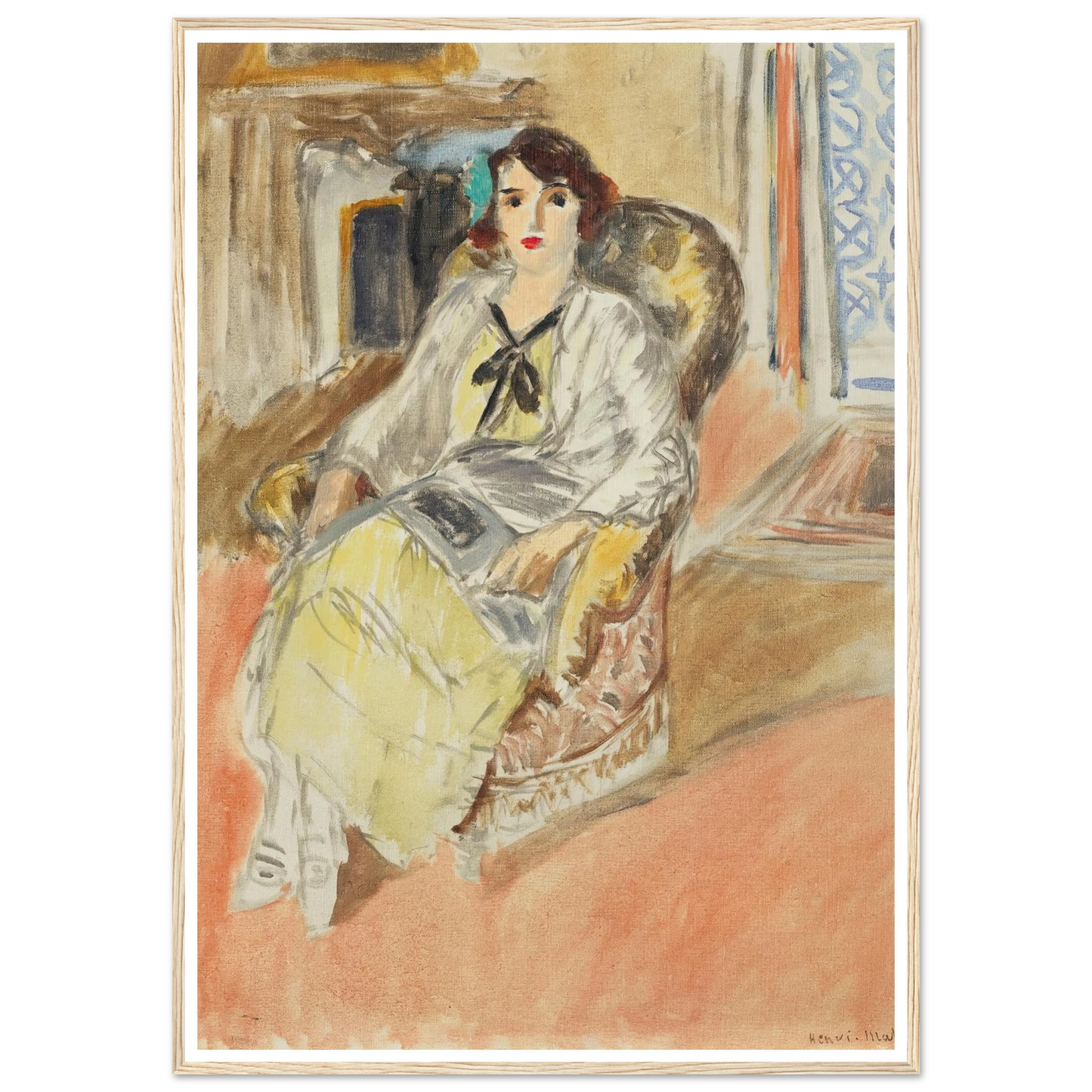 Jeune fille assise, robe jaune (1921-1922) Art Print | Henri Matisse-Quipham Collections