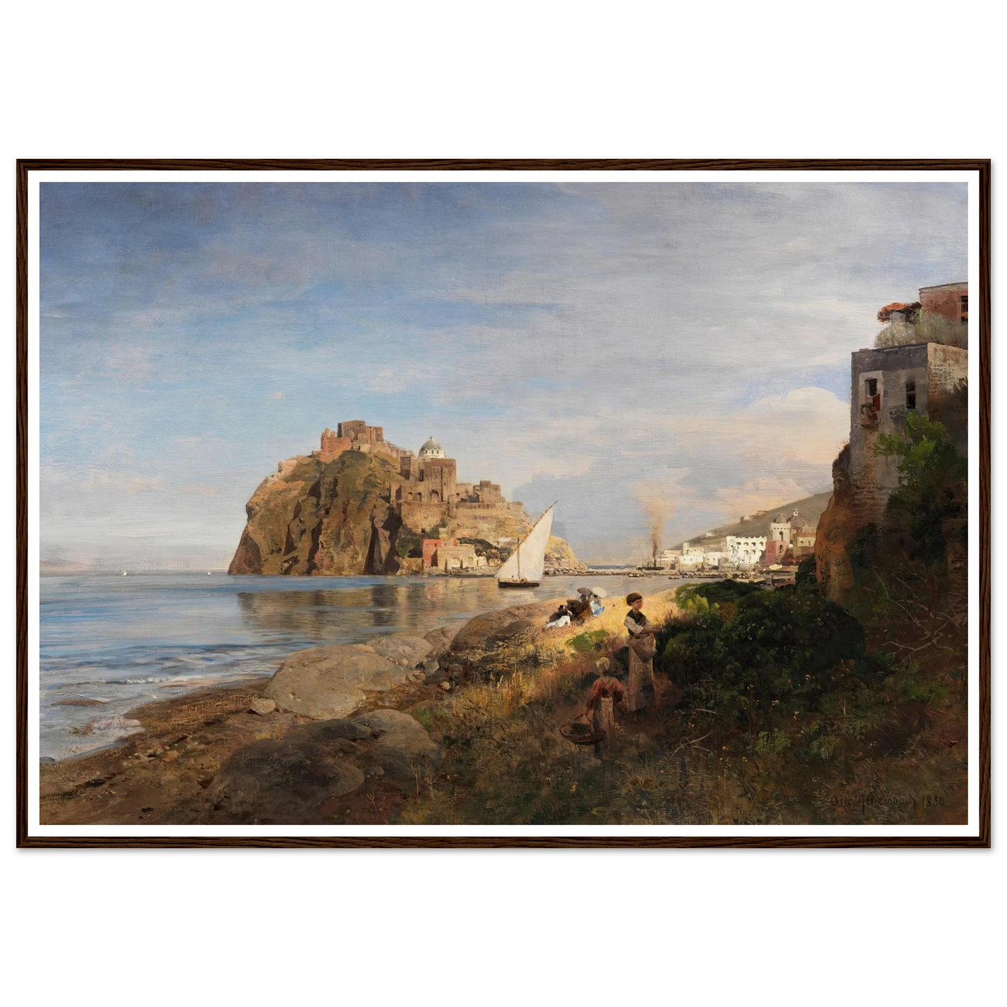 Ischia mit Blick auf das Castello Aragonese (1880) Art Print | Oswald Achenbach-Quipham Collections